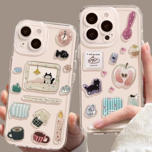 스위트 냥이룸 DIY 에폭시 스티커 TPU 케이스 사과고양이, 아이폰16 프로 맥스