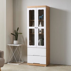 플로렌 유리 진열장 양주 와인 도어 장식장 내츄럴화이트 600