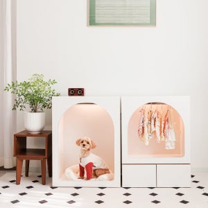 뽀뽀백번 강아지 옷장 행거 원목 옷장 반려동물 수납장 순수 LED펫클로젯