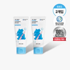 에이카랩스 어린이치약 코뿔소치약 고불소 유아 주니어 어린이 청포도향, 60g, 2개