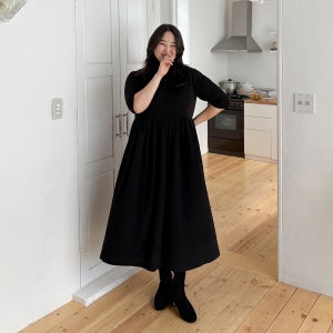 [55-100] 터틀넥 기모 셔링 플레어 원피스 여성 빅사이즈 여자 플러스사이즈 어거스트플랜