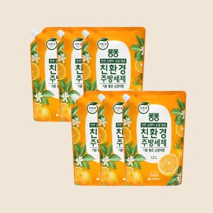 퐁퐁 친환경 주방세제 오렌지 리필 1.2L x 6개