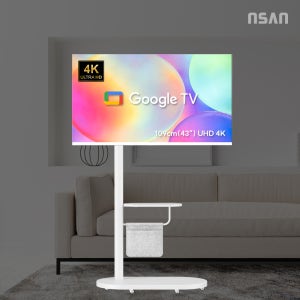 엔텐바이미 타원형 삼탠바이미 화이트 세트 109cm UHD 4K 이동식 TV 중소바이미