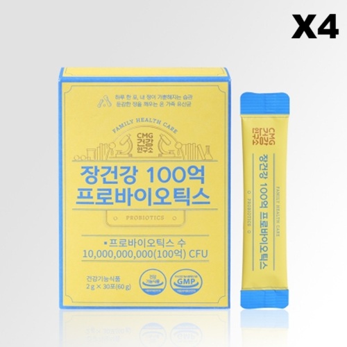 CMG제약 장건강 100억 프로바이오틱스 2g 유산균 30포, 4개