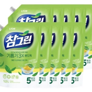 참그린 기름기 뽀드득 주방세제 리필 1.2L 10개