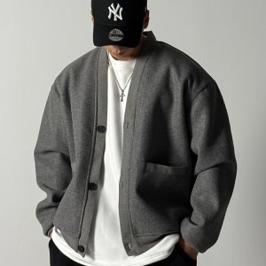 울 블랜드 박스 가디건 남자 아우터 니트 오버핏 큰옷 따뜻한 빅사이즈 도프룸