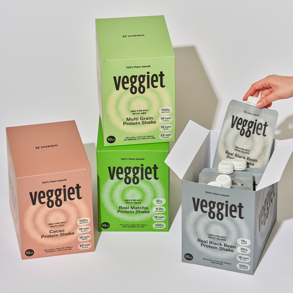휴닉 베지어트 식물성 <b>단백질</b> 쉐이크 파우치 45gx10개입 서리태맛 외3종 휴대용 <b>완두콩</b>