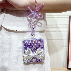 갤럭시 Z플립4 케이스 입체 큐빅 리본 손목줄 스트랩 블링블링 빅큐빅 폴더 하드폰 케이스