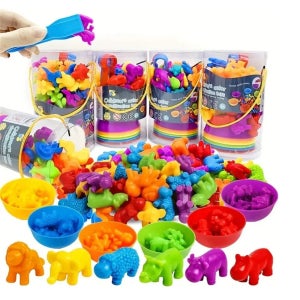 [KC인증] 빌리네집 애니멀 카운팅 장난감 소근육발달 몬테소리 수세기 컬러 색깔 분류 교구