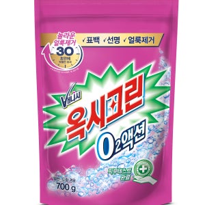 [강력산소표백, 얼룩제거, 흰옷전용] 옥시크린 오투액션 표백제 분말형 파우더 가루형 파우치 리필 700g, 1개
