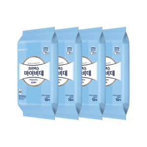 크리넥스 마이비데 클린케어 화장실용 물티슈 휴대용 10매, 4개