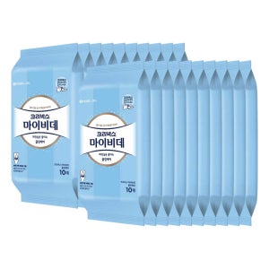 크리넥스 마이비데 클린케어 화장실용 물티슈 휴대용 10매, 20개