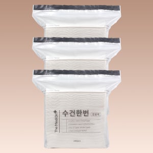 대용량 멸균 일회용 수건 / 수건한번 무표백 (200매) 60g, 화이트, 600장