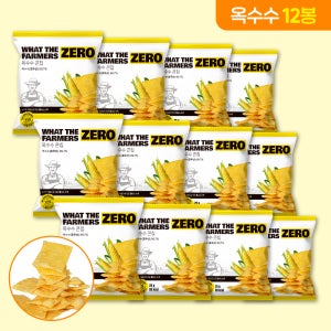 왓더파머스 제로 필수 건강간식 무설탕 열풍에 구운 저당 옥수수 콘칩 옥수수칩, 25g, 12개