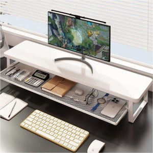 2단 컴퓨터 모니터 받침대 100cm 철제 스탠드 노트북 거치대 서랍수납 데스크테리어