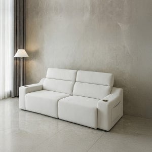 동서가구 이모션 슬라이딩 무빙 패브릭 리클라이너 소파 아이보리, 3인용