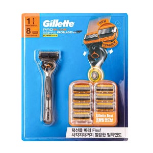 질레트 프로글라이드 파워 세트 면도기 1입 + 면도날 8입