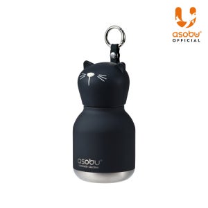 아소부 스테인레스 보온보냉 키링 텀블러 미니 베스티 200ml, 블랙캣