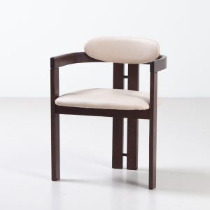 로비아 원목의자 가죽 이지클린 식탁 암체어 월넛+아이보리