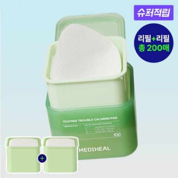 [슈퍼적립] 메디힐 티트리 트러블 진정 토너패드 리필+리필 기획세트 (200매)