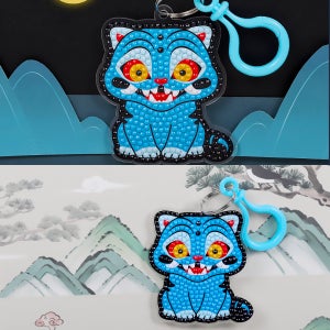 DIY 푸른 호랑이 보석십자수 키링 민화 까치호랑이 만들기