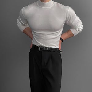 남자목폴라 남자캐시미어니트 머슬핏니트 남성반폴라 남성반목폴라 모크넥