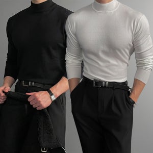 1+1 남자목폴라 남자캐시미어니트 머슬핏니트 남성반폴라 남성반목폴라 모크넥