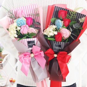 수국 캔디 부케 비누꽃 꽃다발 졸업식 입학식 발표회 기념일 생일 로즈데이 사탕 장식 선물