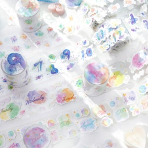 감성 수채화 키스컷 달력 날짜 요일 다이어리꾸미기 키스컷 마스킹테이프 별하늘