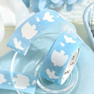 심플 감성 화지 고양이 나비 꽃 마스킹테이프 푸른 하늘과 새