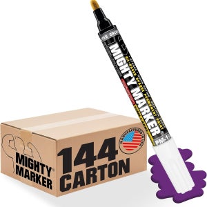 마이티 마커 PM-19 산업용 페인트 비즈니스용 벌크 자일렌 기반 더러운 기름진 젖은 표면을 통과하는 마크 영구적이고 내후성 미국 내 제조 144PCS / Black