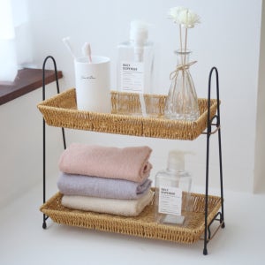 쏠리또 라탄 사각 더블트레이 과자접시 수건정리대