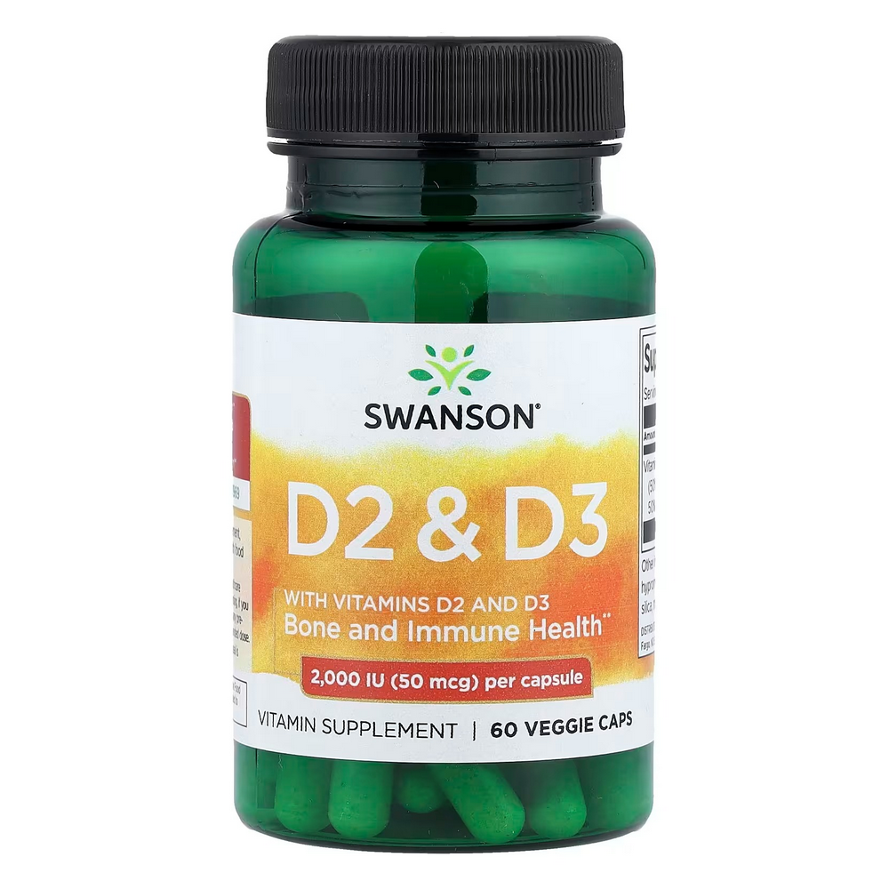 스완슨 <b>비타민 D2</b> 앤 D3 60 베지캡스