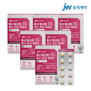 JW중외제약 임신전 임신준비 활성(활성형) 엽산 400 영양제 60정, 6개