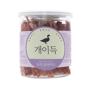 개이득 오리 슬라이스 200g 천연 원물 반려견 트릿 고단백 영양 간식