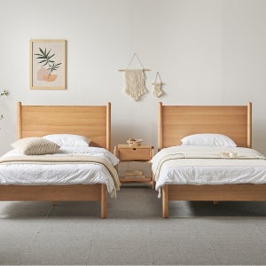 허밍트리 어반래트로 북미산오크 트윈침대 부부 원목침대프레임