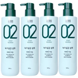 아모스 녹차실감 샴푸 중건성 그린티향 500ml x 4개