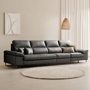 쉐우드가구 디바인 이태리 천연통가죽 소파 소프트블루, 6인용