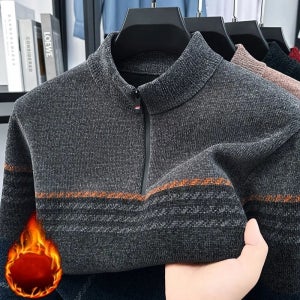 스프라이프 배색 남자 하프집업 니트 가을 겨울 두꺼운 중년 직장인