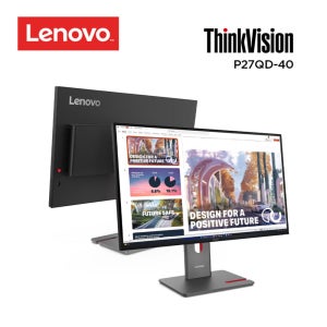 ThinkVision P27QD-40 27-inch QHD WLED 피벗 틸트 스위블 높낱이조절 모니터 A/S 3Y (64B3GAR2KR)