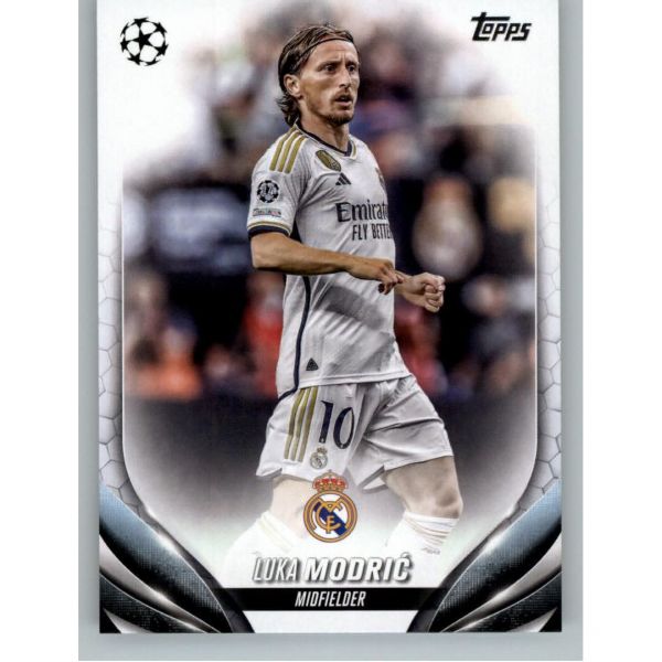 2023-24 Topps UEFA 클럽 대회 #5 루카 모드리치 레알 마드리드 CF 공식 UCL 축구 카드 (미사용, NM 또는 그 이상 상태)