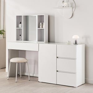 화장대 서랍장 파우더룸 수납 콘솔 틈새 화장대 수납장 세트 데일리블룸 1도어800서랍