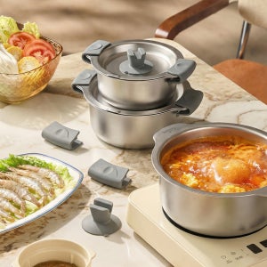 쿡세라 무연마제 스텐304 IH 인덕션 통3중 디버스팟 스텐냄비 풀세트