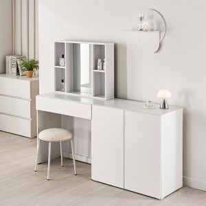 화장대 서랍장 파우더룸 수납 콘솔 틈새 화장대 수납장 세트 데일리블룸 2도어800