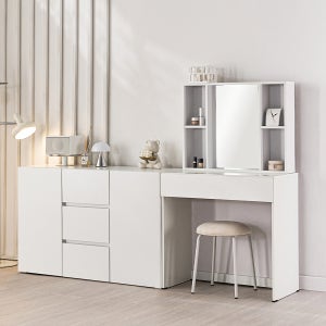 화장대 서랍장 파우더룸 수납 콘솔 틈새 화장대 수납장 세트 데일리블룸 2도어1200서랍