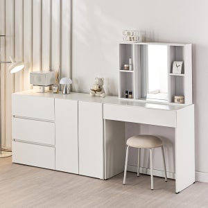 화장대 서랍장 파우더룸 수납 콘솔 틈새 화장대 수납장 세트 데일리블룸 2도어1200 큰서랍