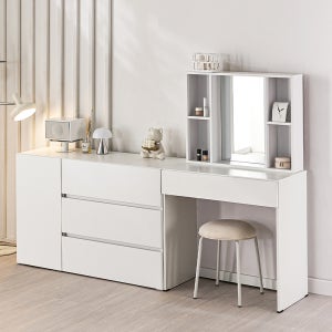 화장대 서랍장 파우더룸 원목 수납 콘솔 틈새 화장대 수납장 세트 데일리블룸 1도어1200서랍