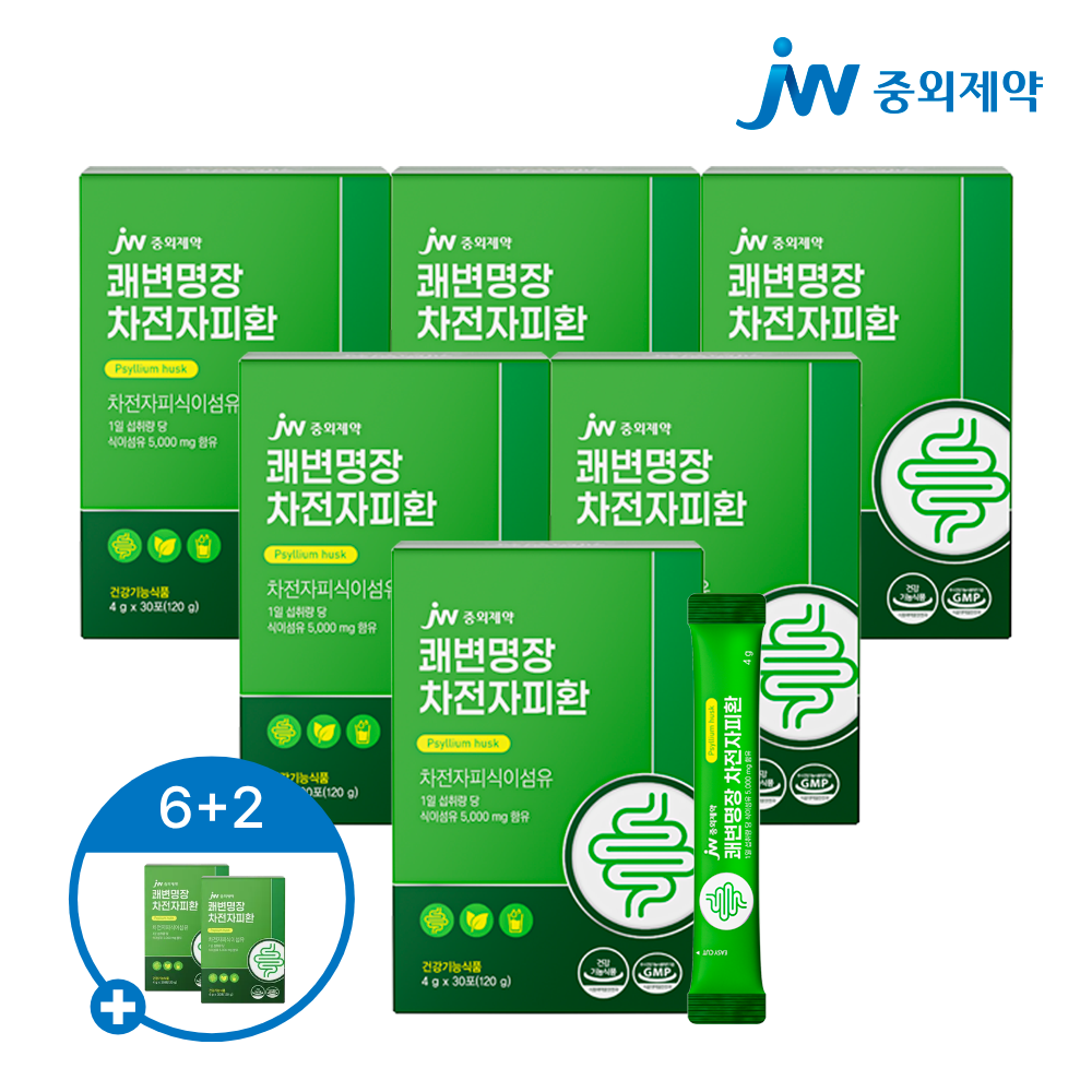 <b>JW중외제약 쾌변</b>명장 차전자피 환 4g 30포, 6개