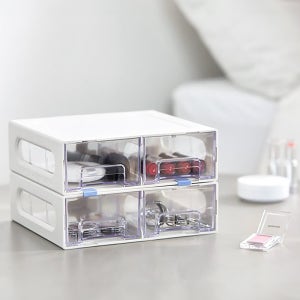 펜트리수납함 2칸 투명정리함 다용도 플라스틱서랍 탕비실 약통 정리함 아크릴 멀티박스
