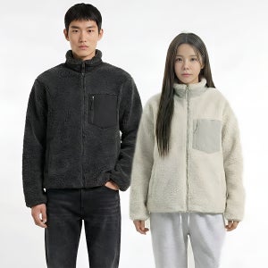 미러플레이 남녀공용 쉐르파 체스트 포켓 후리스 플리스 집업 자켓 뽀글이 빅사이즈